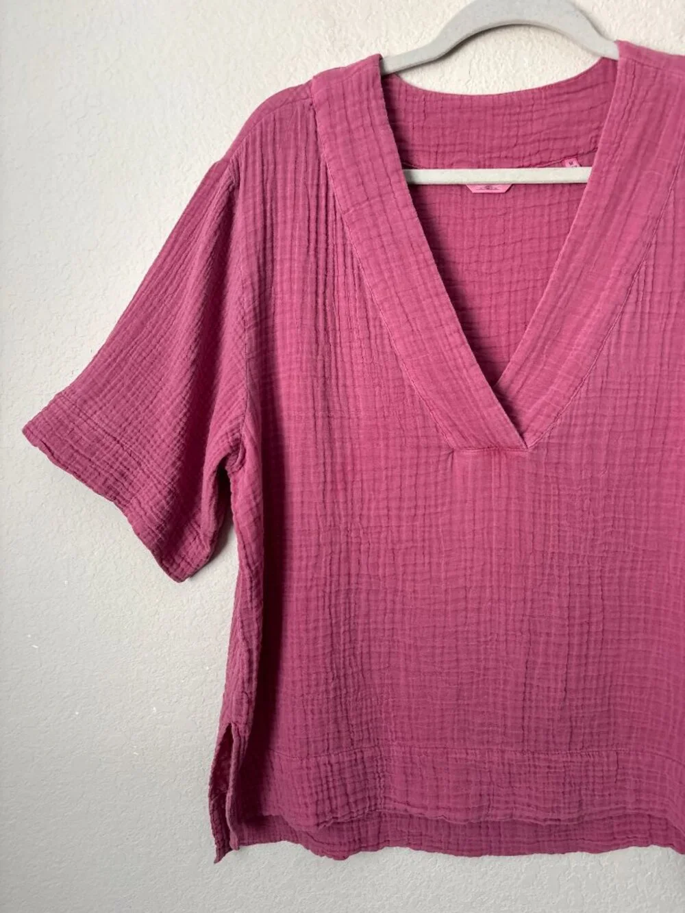 Faherty Dune Organic Cotton Boho Gauze Popover V-Neck Blouse Top - Picture 3 of 14